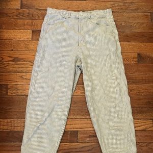 green gingham high waisted pants